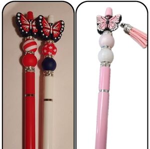 🖊#L❤️VE HANDMADE. Butterfly Adorned Beaded Pen